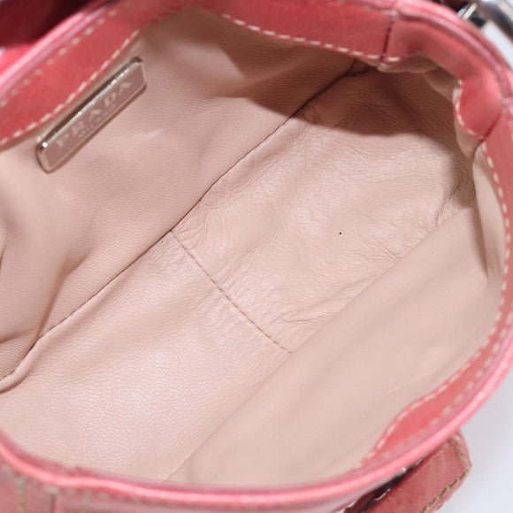 PRADA Hand Bag Leather 2way Pink Silver Auth 197313V