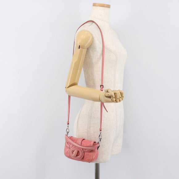 PRADA Hand Bag Leather 2way Pink Silver Auth 197313V