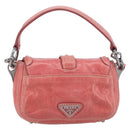 PRADA Hand Bag Leather 2way Pink Silver Auth 197313V-2