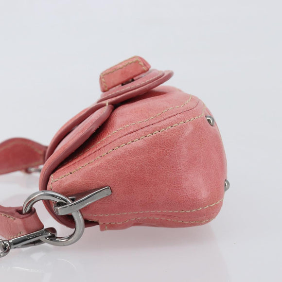 PRADA Hand Bag Leather 2way Pink Silver Auth 197313V