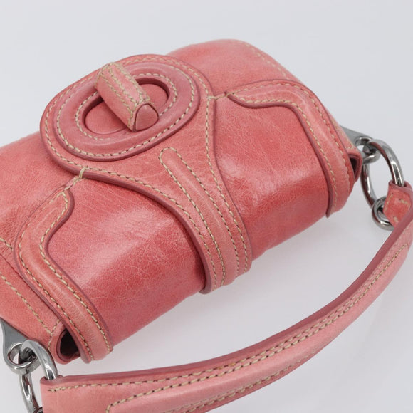 PRADA Hand Bag Leather 2way Pink Silver Auth 197313V
