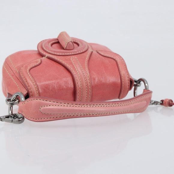 PRADA Hand Bag Leather 2way Pink Silver Auth 197313V