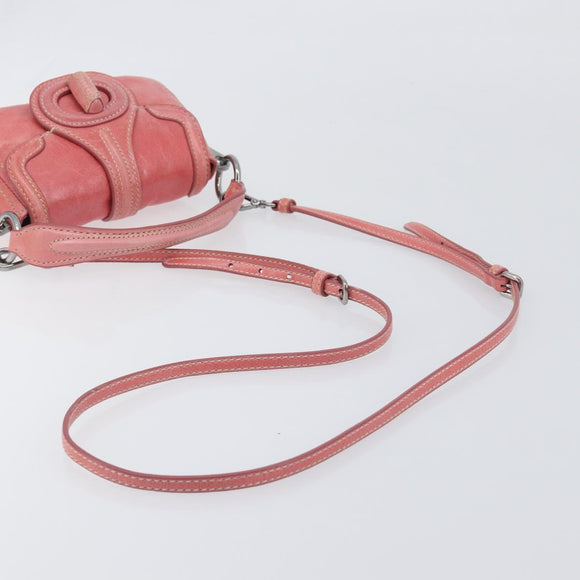 PRADA Hand Bag Leather 2way Pink Silver Auth 197313V
