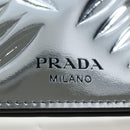 PRADA Bifold Wallet Brushed leather Silver Auth 197314M-17