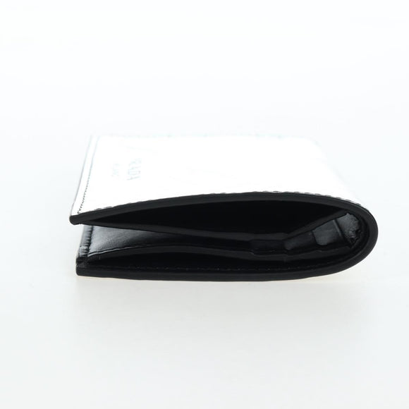 PRADA Bifold Wallet Brushed leather Silver Auth 197314M