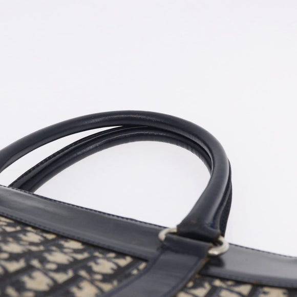 Christian Dior Trotter Canvas Hand Bag Navy Silver Auth 197316A