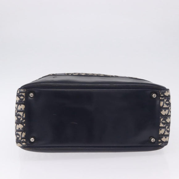 Christian Dior Trotter Canvas Hand Bag Navy Silver Auth 197316A