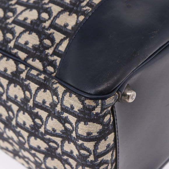Christian Dior Trotter Canvas Hand Bag Navy Silver Auth 197316A