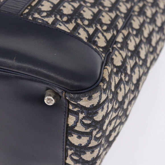 Christian Dior Trotter Canvas Hand Bag Navy Silver Auth 197316A