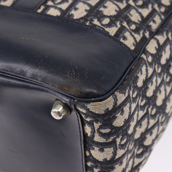 Christian Dior Trotter Canvas Hand Bag Navy Silver Auth 197316A