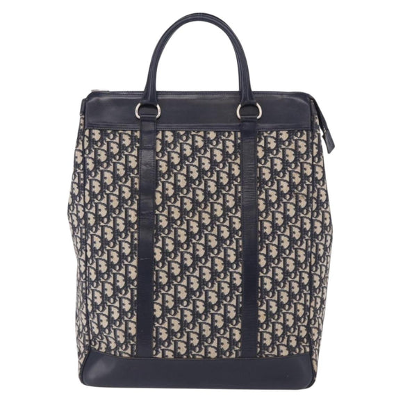 Christian Dior Trotter Canvas Hand Bag Navy Silver Auth 197316A
