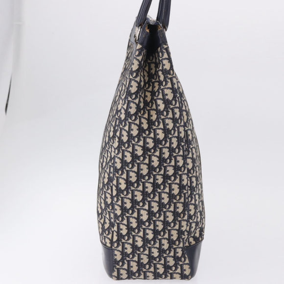 Christian Dior Trotter Canvas Hand Bag Navy Silver Auth 197316A