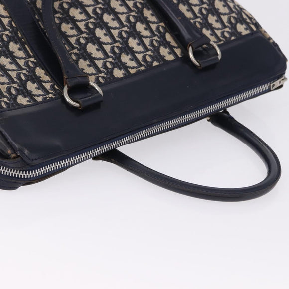 Christian Dior Trotter Canvas Hand Bag Navy Silver Auth 197316A