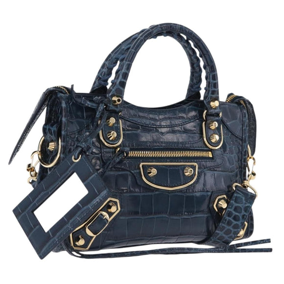 BALENCIAGA Classic Metallic Edge Mini City Leather 2way 390160 Auth 197318SAM