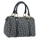 Christian Dior Trotter Canvas Boston Bag Navy Gold Auth 197320V-1
