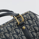 Christian Dior Trotter Canvas Boston Bag Navy Gold Auth 197320V-18