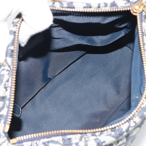 Christian Dior Trotter Canvas Boston Bag Navy Gold Auth 197320V