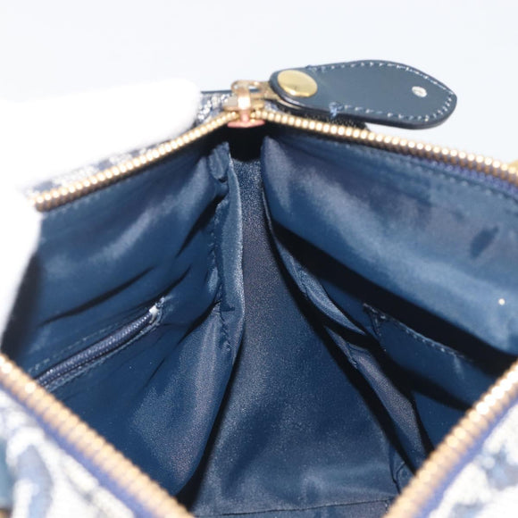 Christian Dior Trotter Canvas Boston Bag Navy Gold Auth 197320V