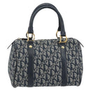 Christian Dior Trotter Canvas Boston Bag Navy Gold Auth 197320V-13