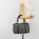 Christian Dior Trotter Canvas Boston Bag Navy Gold Auth 197320V-25
