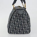Christian Dior Trotter Canvas Boston Bag Navy Gold Auth 197320V-3