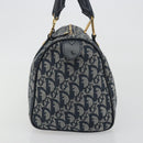 Christian Dior Trotter Canvas Boston Bag Navy Gold Auth 197320V-4