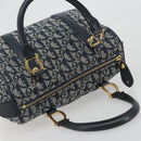Christian Dior Trotter Canvas Boston Bag Navy Gold Auth 197320V-6