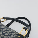 Christian Dior Trotter Canvas Boston Bag Navy Gold Auth 197320V-8