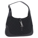 GUCCI GG Canvas Jackie Shoulder Bag Black Silver 00963 Auth 197321V-1