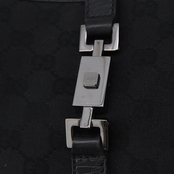 GUCCI GG Canvas Jackie Shoulder Bag Black Silver 00963 Auth 197321V