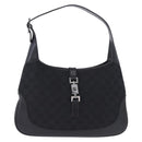 GUCCI GG Canvas Jackie Shoulder Bag Black Silver 00963 Auth 197321V-2