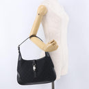 GUCCI GG Canvas Jackie Shoulder Bag Black Silver 00963 Auth 197321V-22