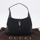 GUCCI GG Canvas Jackie Shoulder Bag Black Silver 00963 Auth 197321V-23