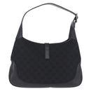GUCCI GG Canvas Jackie Shoulder Bag Black Silver 00963 Auth 197321V-3