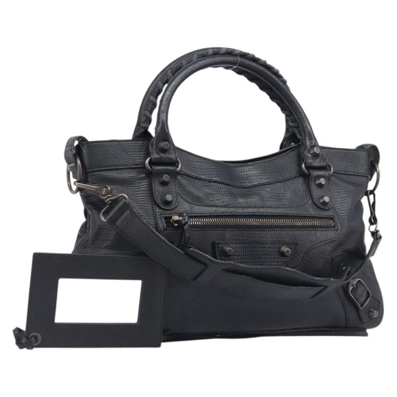 BALENCIAGA The First Hand Bag Leather 2way Black 103208 Auth 197324M
