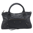 BALENCIAGA The First Hand Bag Leather 2way Black 103208 Auth 197324M-13