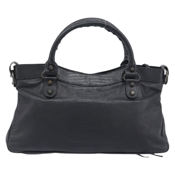 BALENCIAGA The First Hand Bag Leather 2way Black 103208 Auth 197324M