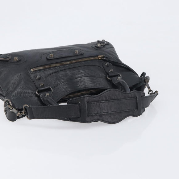 BALENCIAGA The First Hand Bag Leather 2way Black 103208 Auth 197324M
