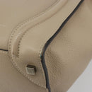 CELINE Luggage Medium Hand Bag Leather Beige Silver Auth 197325A-11