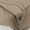 CELINE Luggage Medium Hand Bag Leather Beige Silver Auth 197325A-12