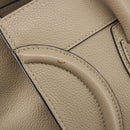 CELINE Luggage Medium Hand Bag Leather Beige Silver Auth 197325A-18