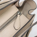 CELINE Luggage Medium Hand Bag Leather Beige Silver Auth 197325A-19