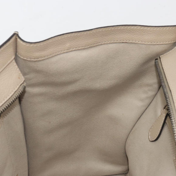 CELINE Luggage Medium Hand Bag Leather Beige Silver Auth 197325A