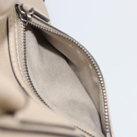 CELINE Luggage Medium Hand Bag Leather Beige Silver Auth 197325A