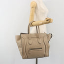 CELINE Luggage Medium Hand Bag Leather Beige Silver Auth 197325A-28
