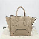CELINE Luggage Medium Hand Bag Leather Beige Silver Auth 197325A-29