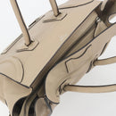 CELINE Luggage Medium Hand Bag Leather Beige Silver Auth 197325A-7