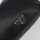 PRADA Hand Bag Leather Black Silver Auth 197326V-19