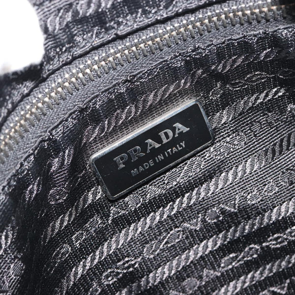 PRADA Hand Bag Leather Black Silver Auth 197326V