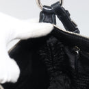 PRADA Hand Bag Leather Black Silver Auth 197326V-23